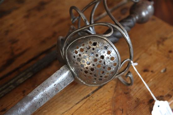 A 17th century swept hilt rapier,